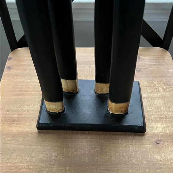 Handcrafted Wooden Zebra Giraffe Sculpture (39” tall.  Base is 4.5” x 8”. - Picture 4 of 6